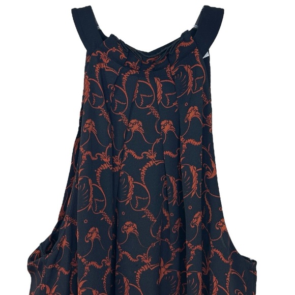 A.L.C.- “Mari” Silk, Printed, Halter Top in Black/Rust, Relaxed Fit - Size 4 - Picture 6 of 12